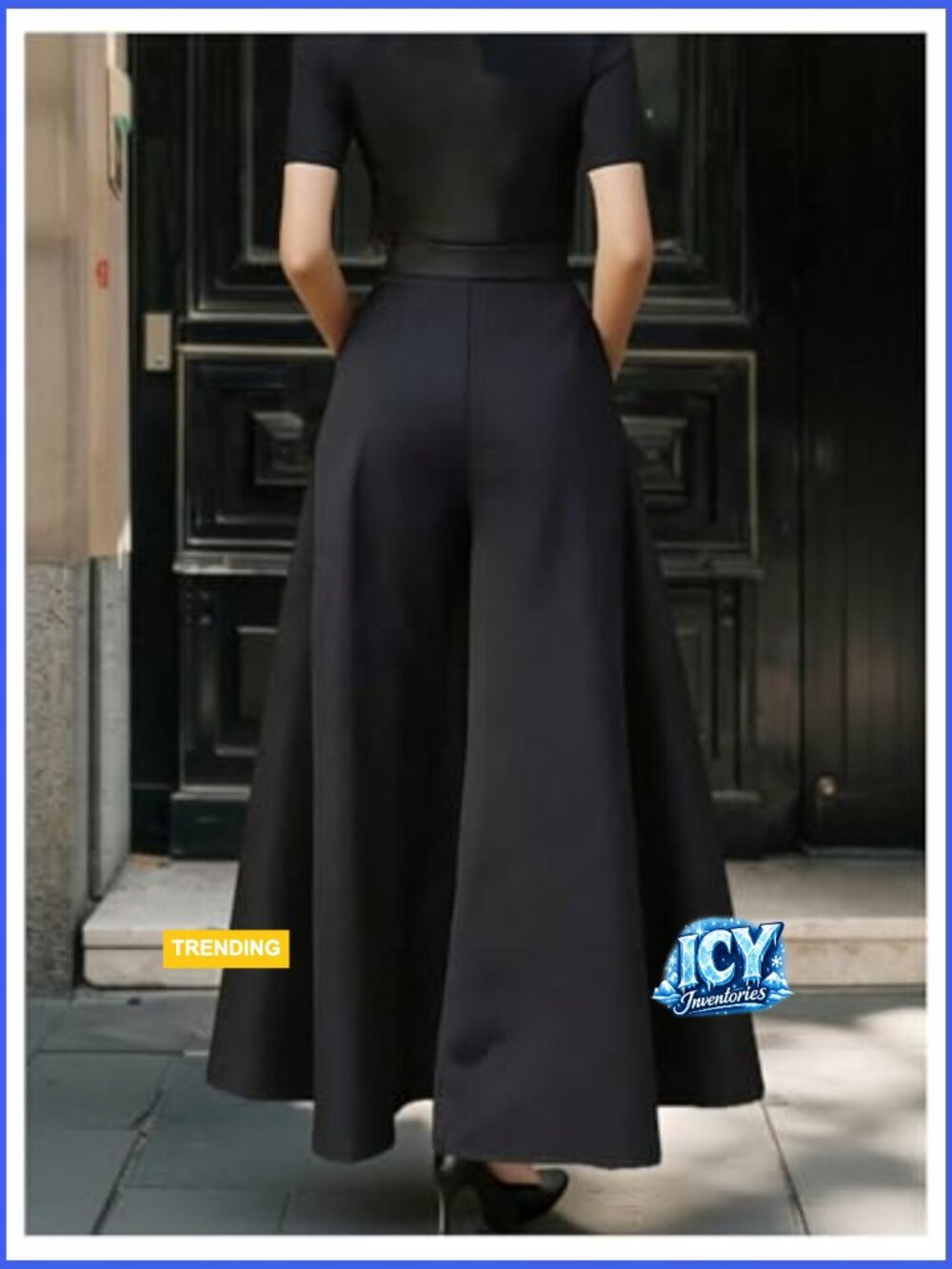 High Waist Wide Leg Flowy Pleated Dress Pants Trousers - Picture 4 of 5